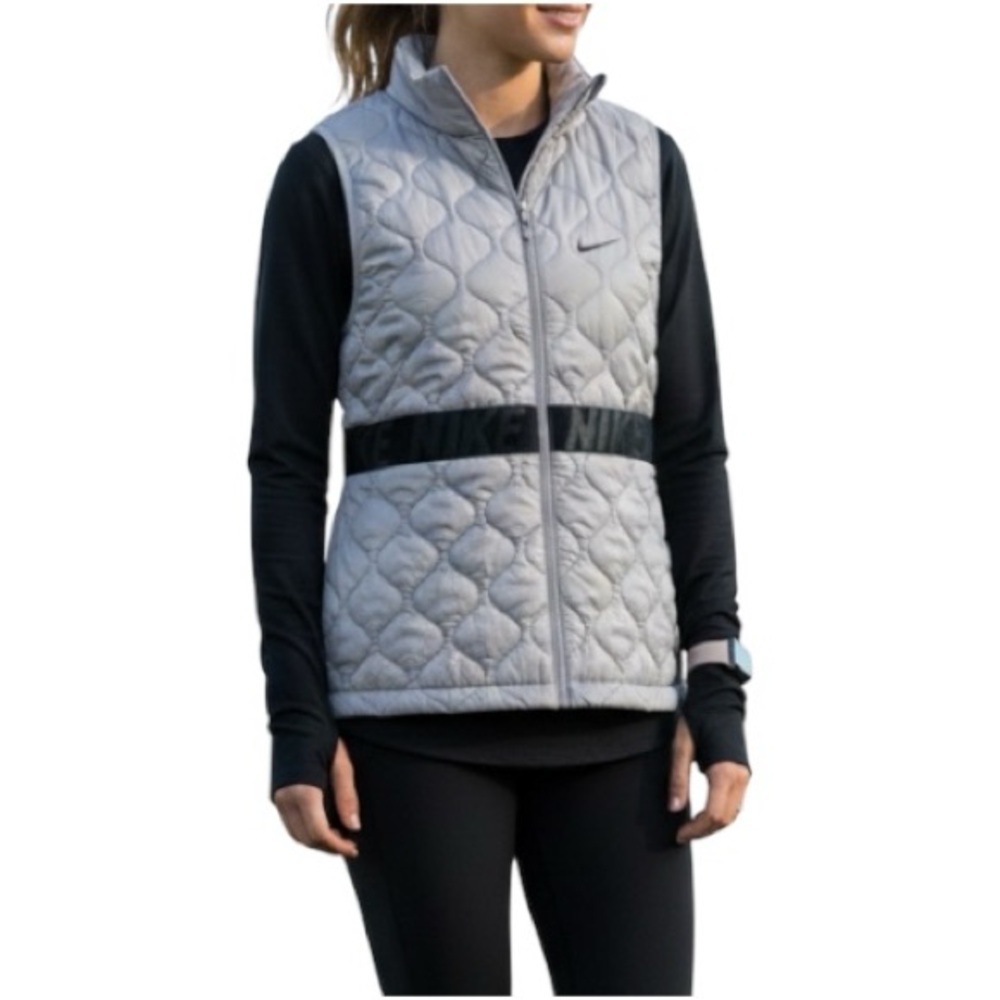 Nike Aerolayer Women’s Lightweight Gray and Black Zip Up Running Vest - Small